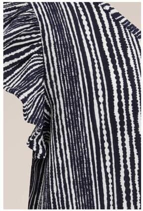 WE Fashion playsuit met all over print donkerblauw wit Meisjes Polyester V-hals 122 128