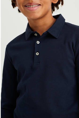 WE Fashion polo donkerblauw Jongens Katoen Polokraag Effen 110 116 - Foto 3