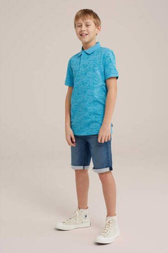 WE Fashion polo met all over print blauw Jongens Katoen Polokraag All over print 110 116 - Foto 3