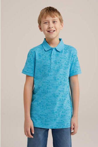 WE Fashion polo met all over print blauw Jongens Katoen Polokraag All over print 110 116 - Foto 2