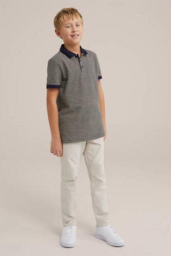 WE Fashion polo met all over print donkerblauw Jongens Katoen Polokraag 110 116 - Foto 3