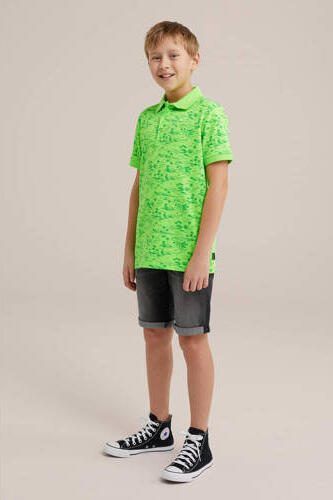 WE Fashion polo met all over print groen Jongens Polyester Polokraag All over print 110 116 - Foto 3