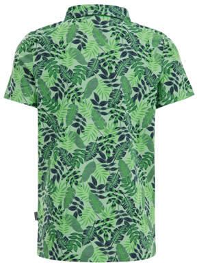 WE Fashion polo met bladprint groen Jongens Katoen Polokraag Blad 110 116 - Foto 3