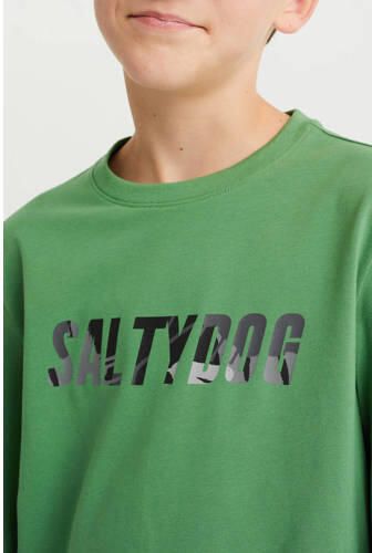 WE Fashion Salty Dog pyjama met all over print groen zwart Jongens Stretchkatoen Ronde hals 170 176 - Foto 2