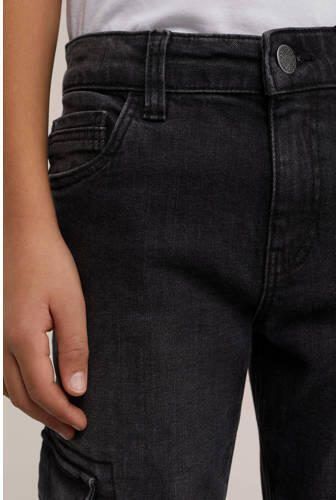 WE Fashion regular fit jeans black faded Zwart Jongens Stretchdenim Effen 104 - Foto 2