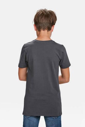 WE Fashion regular fit T-shirt Grijs Jongens Katoen V-hals Effen 110 116 - Foto 4