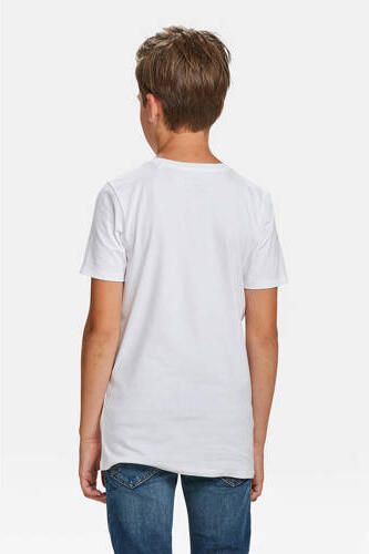WE Fashion regular fit T-shirt Wit Jongens Katoen V-hals Effen 122 128 - Foto 3