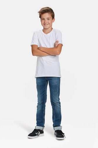 WE Fashion regular fit T-shirt Wit Jongens Katoen V-hals Effen 122 128 - Foto 4