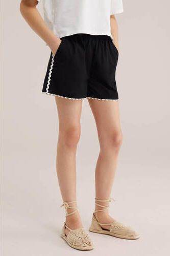 WE Fashion relaxed zwart Korte broek Meisjes Katoen Effen
