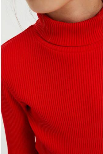WE Fashion ribgebreide coltrui Myla rood Effen 110 116 - Foto 3
