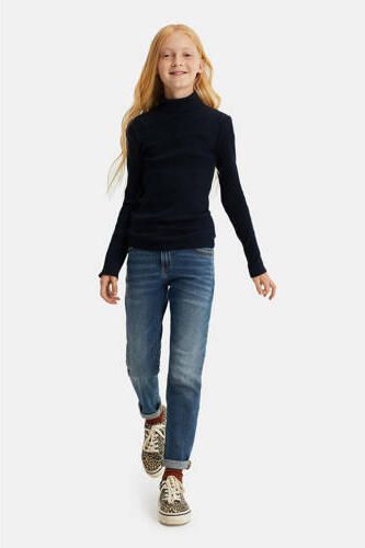 WE Fashion ribgebreide longsleeve donkerblauw Trui Meisjes Stretchkatoen Col 146 152 - Foto 3