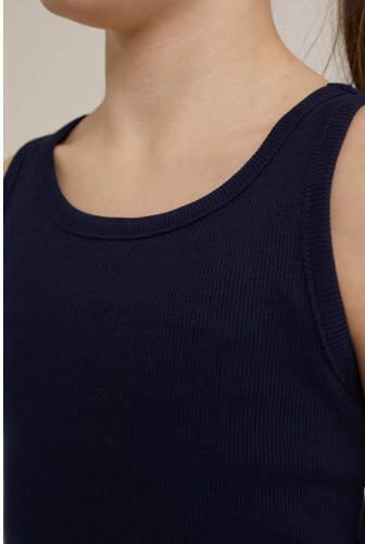 WE Fashion ribgebreide top blue nights Blauw Meisjes Katoen Ronde hals 110 116 - Foto 2