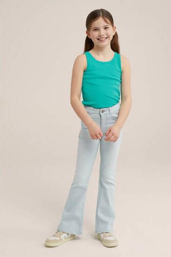 WE Fashion ribgebreide top sea green Groen Meisjes Katoen Ronde hals Effen 158 164 - Foto 2