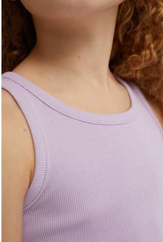 WE Fashion ribgebreide top slate purple Paars Meisjes Katoen Ronde hals 134 140