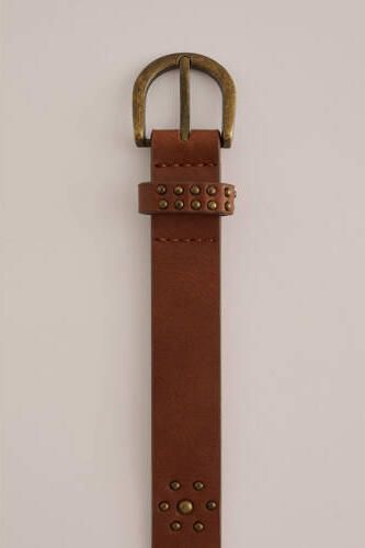 WE Fashion riem met studs bruin Meisjes Imitatieleer Effen 55 cm