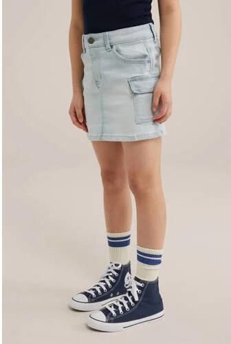 WE Fashion rok bright blue denim Blauw Meisjes Stretchkatoen Effen 110 116