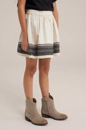 WE Fashion rok ecru zwart Meisjes Katoen Effen 110 116