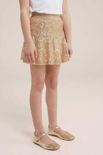 WE Fashion rok goud Meisjes Polyester Effen 110 116
