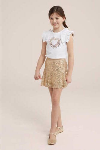WE Fashion rok goud Meisjes Polyester Effen 110 116 - Foto 3