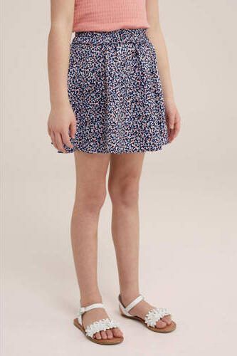 WE Fashion rok met all over print donkerblauw Meisjes Polyester All over print 110 116 - Foto 2