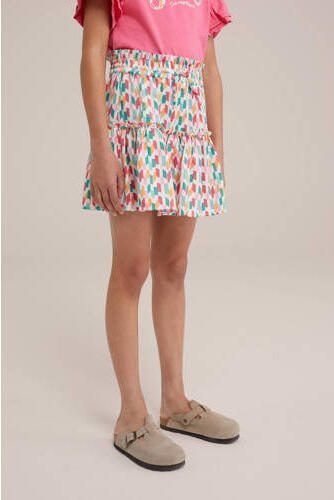 WE Fashion rok met all over print en volant Multi Meisjes Polyester All over print 110 116
