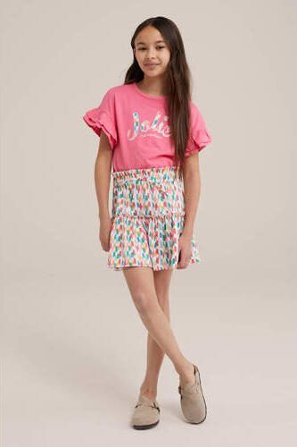 WE Fashion rok met all over print en volant Multi Meisjes Polyester All over print 110 116 - Foto 3