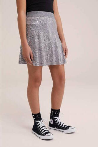 WE Fashion rok zilver Meisjes Polyester Effen 134 140 - Foto 3