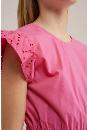 WE Fashion rozee jurk shrimp Meisjes Katoen Ronde hals Effen 110 116 - Foto 2