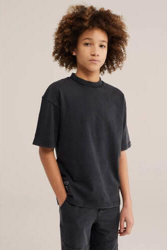 WE Fashion Salty Dog T-shirt zwart Jongens Katoen Ronde hals Effen