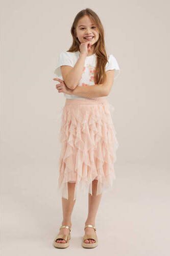 WE Fashion semi-transparante rok lichtroze Meisjes Polyester Effen 110 116 - Foto 3
