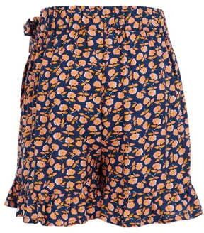 WE Fashion skort met all over print donkerblauw roze Rok Multi Meisjes Viscose 122 128