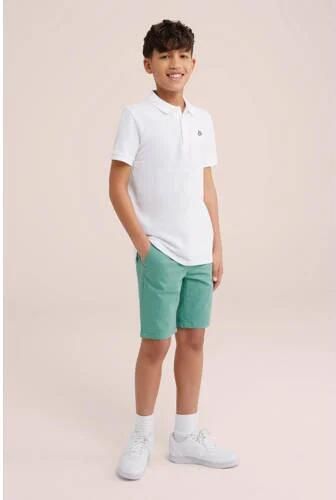 WE Fashion slim fit bermuda groen Korte broek Jongens Stretchkatoen Effen 104 - Foto 2