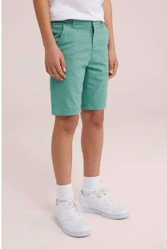 WE Fashion slim fit bermuda groen Korte broek Jongens Stretchkatoen Effen 104 - Foto 3
