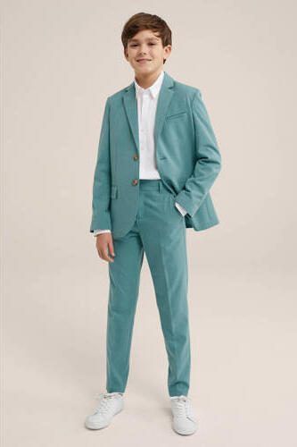 WE Fashion slim fit broek aqua Blauw Jongens Polyester Effen 176 - Foto 3