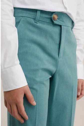 WE Fashion slim fit broek aqua Blauw Jongens Polyester Effen 176 - Foto 2