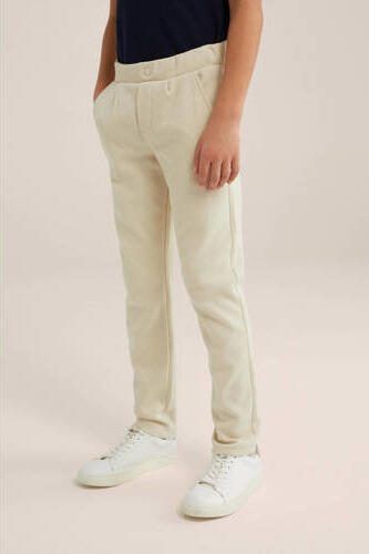 WE Fashion slim fit broek beige Jongens Katoen Effen 110 - Foto 3