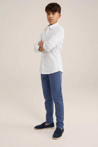 WE Fashion slim fit broek blauw Jongens Katoen Effen 104 - Foto 3