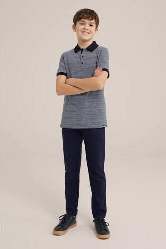WE Fashion slim fit broek donkerblauw Jongens Katoen Effen 104 - Foto 2