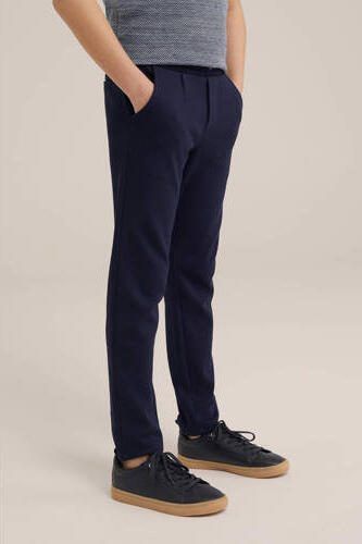 WE Fashion slim fit broek donkerblauw Jongens Katoen Effen 104 - Foto 3