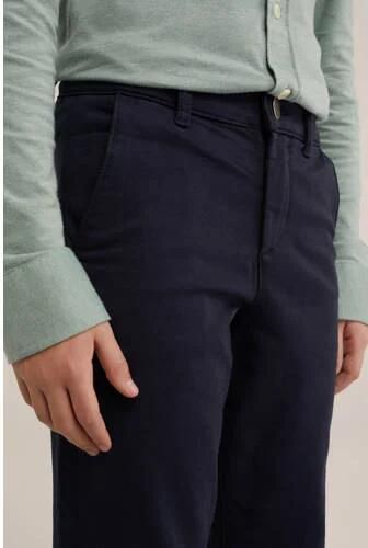 WE Fashion slim fit broek donkerblauw Jongens Katoen Effen 158 - Foto 2