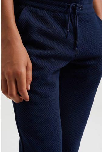 WE Fashion slim fit broek donkerblauw Jongens Polyester Effen 104 - Foto 3