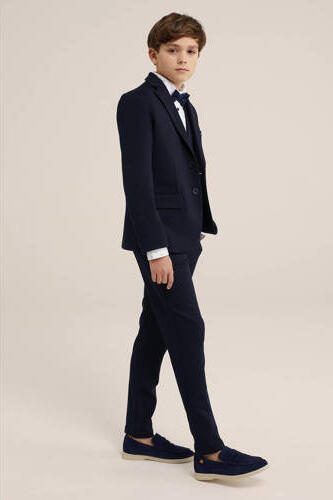 WE Fashion slim fit broek donkerblauw Jongens Polyester Effen 110 - Foto 4