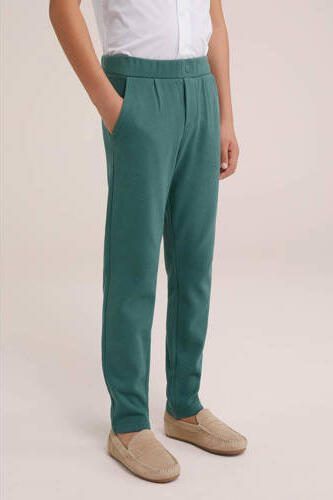 WE Fashion slim fit broek groen Jongens Katoen Effen 116 - Foto 3