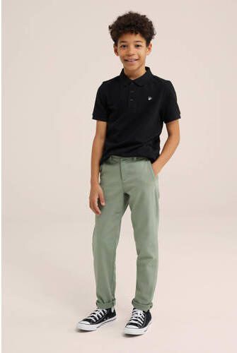 WE Fashion slim fit broek groen Jongens Katoen Effen 122 - Foto 3