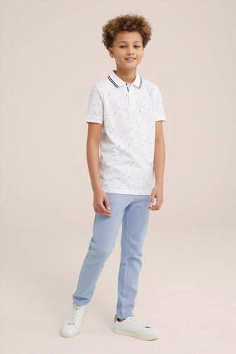WE Fashion slim fit broek lichtblauw Jongens Katoen Effen 104 - Foto 3