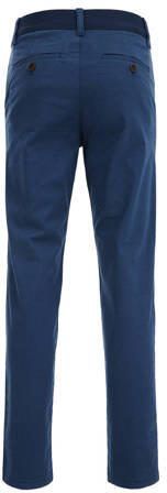 WE Fashion slim fit broek met all over print donkerblauw Jongens Katoen 104 - Foto 3