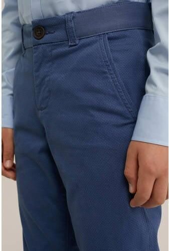 WE Fashion slim fit broek met all over print middenblauw Jongens Katoen 104 - Foto 2