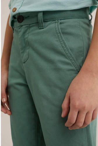 WE Fashion slim fit broek met all over print sagebrush green Groen Jongens Katoen 104