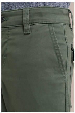 WE Fashion slim fit cargobroek olijfgroen Jongens Stretchkatoen Effen 116 - Foto 5
