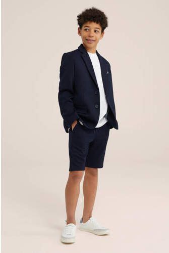 WE Fashion slim fit casual short royal navy Korte broek Blauw Jongens Polyester 104 - Foto 3